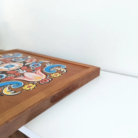 1971 Berggren Swedish Folk Art Painted Wooden Tray - Picture 6 of 8